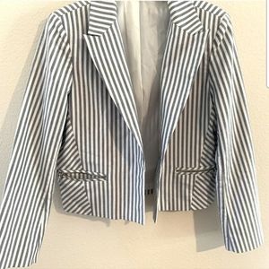 Express Women's Gray and White Striped Blazer Size 12